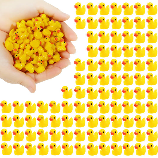 100 Pcs Mini Resin Ducks Bulk Tiny Ducks Set for Potted Miniature Decoration Garden Dollhouse Cake Decoration DIY Slime Kit Craft Charms Party Toys