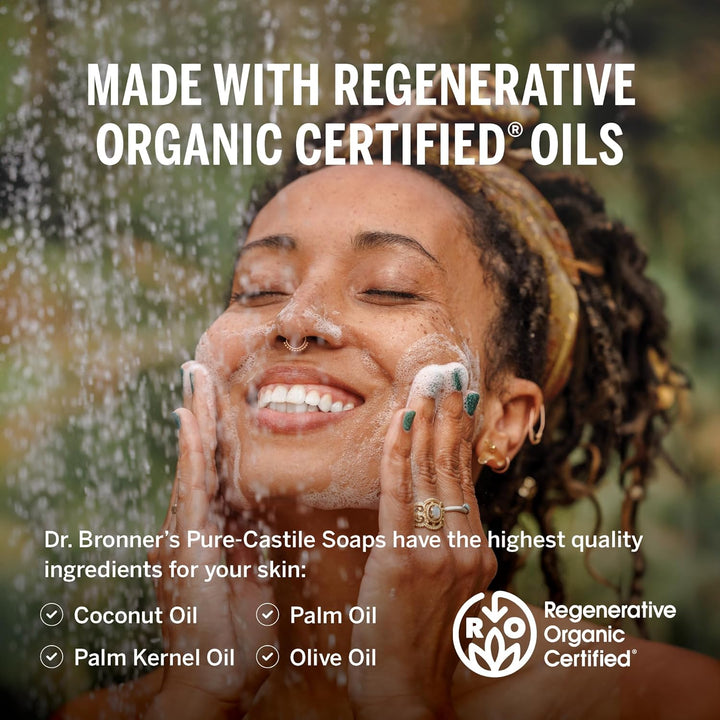 Dr. Bronner's Peppermint Pure-Castile Liquid Soap | 16 Oz | 2-Pack | Vegan & Organic