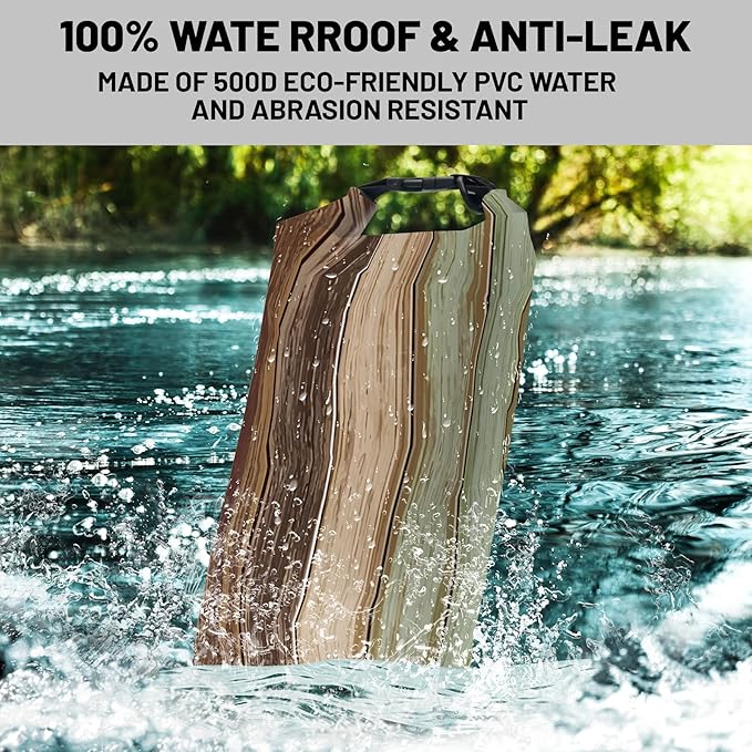 Waterproof Dry Bag,Roll Top Retro Rustic Barn Wood Waterproof Backpack 5L/10L/20L Floating and Lightweight Bags for Kayaking, Boating, Fishing, Swimming and Camping