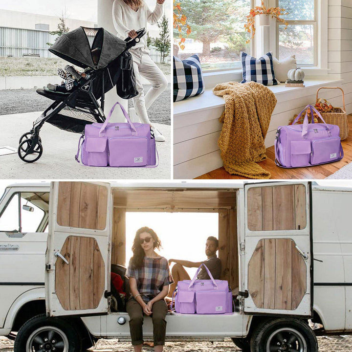 FIORETTO Women's Water-Resistant Gym Duffle Bag with Shoes Compartment, 37L Capacity, Multi-Functional, Ideal for Travel, Gym, Sports, Weekender, Purple