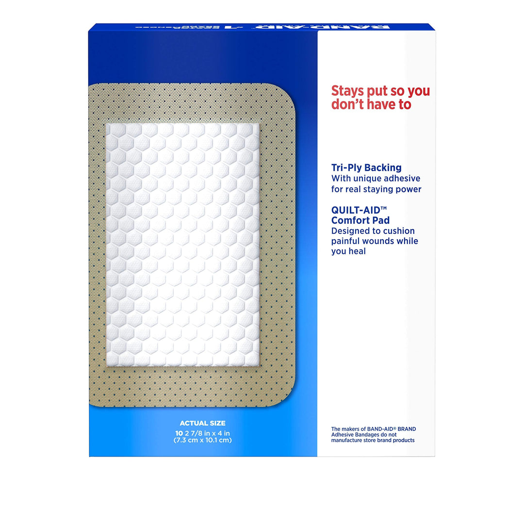 Band-Aid Brand Tru-Stay Adhesive Pads, Large Sterile Adhesive Bandages for First Aid Wound Care and Protection of Minor Cuts, Scrapes & Burns, Lightweight, Breathable, Large Size, 10 ct