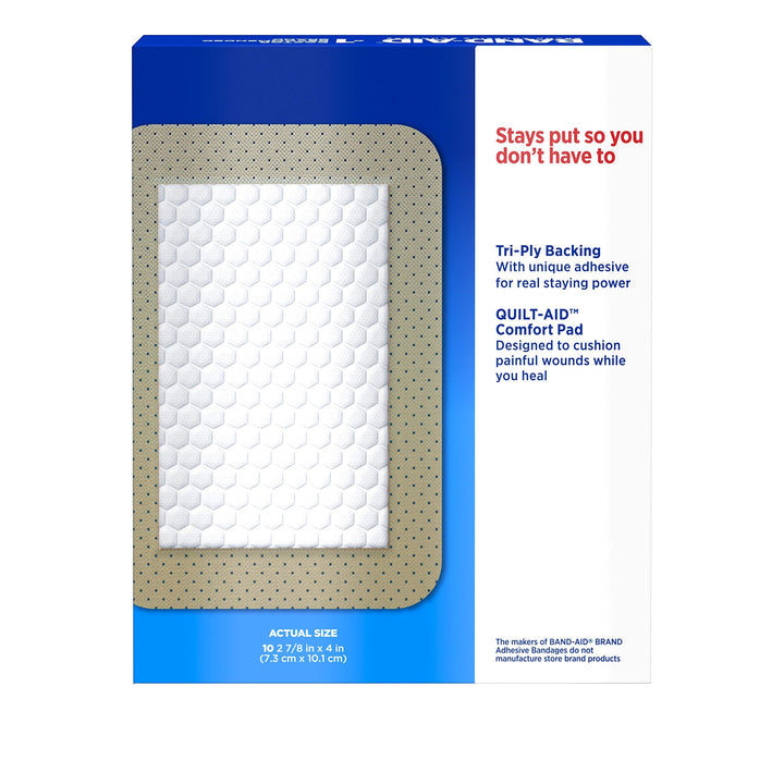 Band-Aid Brand Tru-Stay Adhesive Pads, Large Sterile Adhesive Bandages for First Aid Wound Care and Protection of Minor Cuts, Scrapes & Burns, Lightweight, Breathable, Large Size, 10 ct