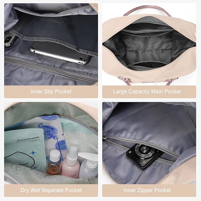 Travel Duffel Bag,Sports Tote Gym Bag,Shoulder Weekender Overnight Bag for Women