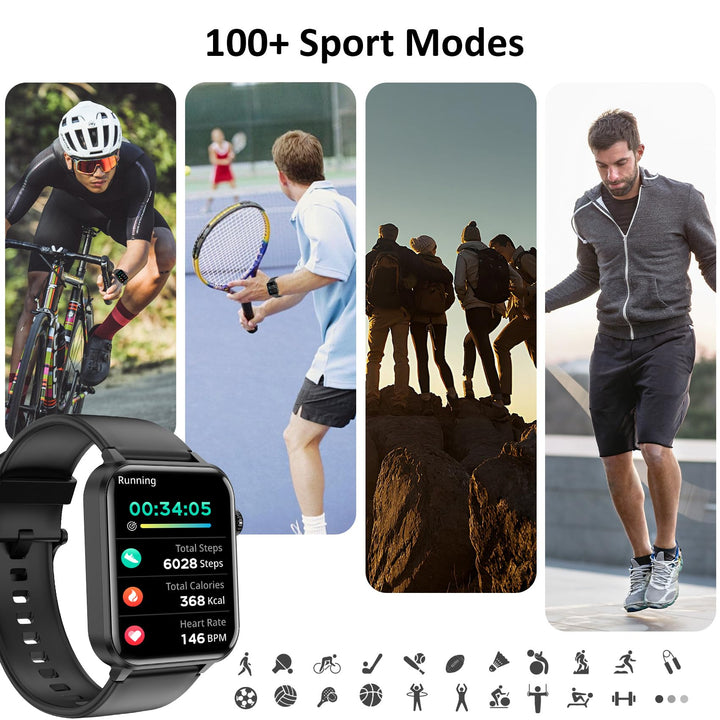 Fitness Tracker 2024 (Answer/Make Calls),Smart watch for Men Women,1.85'' Smartwatch with 24/7 Heart Rate and SpO2,SleepTracker,100+Sport,Pedometer,IP68 Waterproof Activity Trackers for Android iPhone