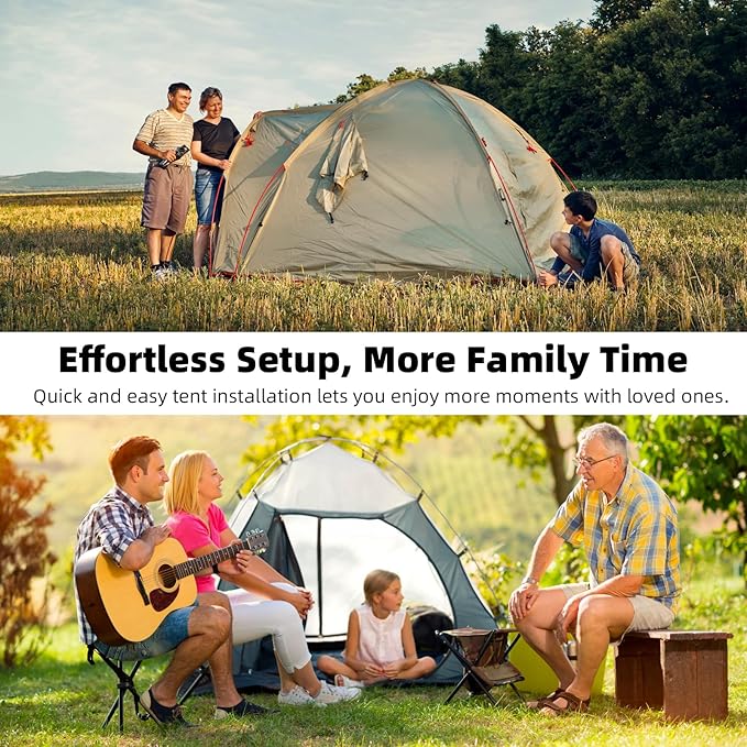 20 Pack Tent Stakes Heavy Duty 8 Inch Ground Anchor Screw Camping Stakes with Luminous Head Metal Threaded Tent Pegs, Includes Hex Head Driver and Storage Box