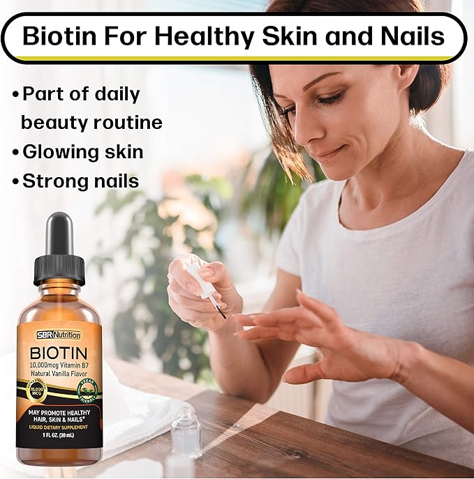 MAX Absorption Biotin Liquid Drops, 10000mcg of Biotin Per Serving, 60 Serving, No Artificial Preservatives, Vegan Friendly, Supports Healthy Hair Growth, Strong Nails and Glowing Skin, Made in USA
