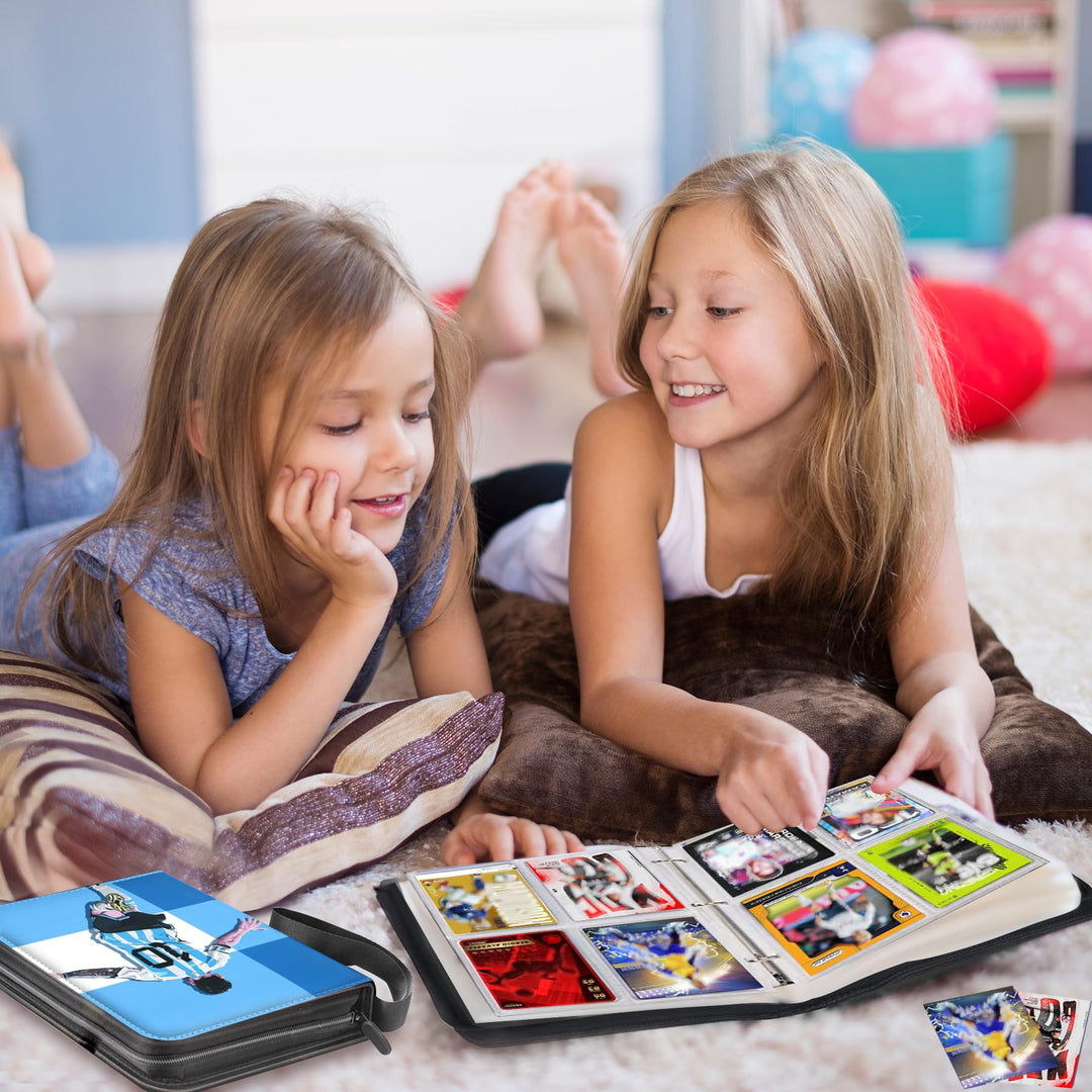 400 Pockets Soccer Card Binder,Gifts for Soccer Trading Cards Collectors,Portable Waterproof Card Storage Bag with Removable Sleeves,Compatible with Soccer,Football,Sports Game and TCG Cards