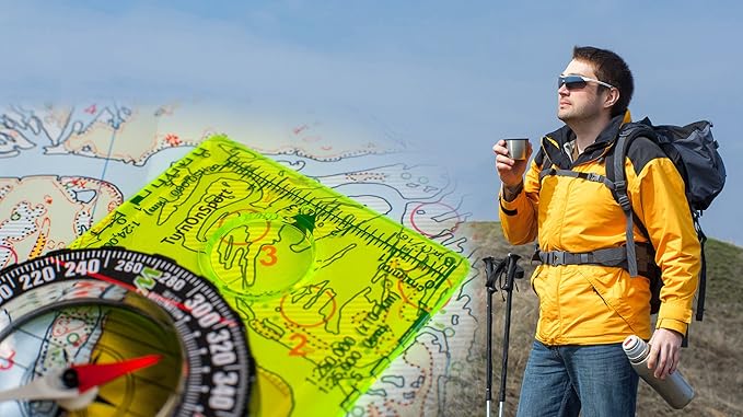 TurnOnSport Orienteering Compass - Advanced Scout Compass for Hiking, Camping, and Backpacking - Best Survival Gifts for Kids
