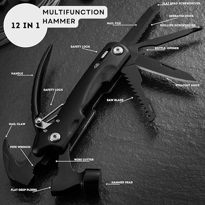 Adventfortis USA: 25 Piece Ultimate Summer Camping Essentials kit, Fully Equiped Tent Repair kit, Heavy Duty Tent Stakes, Multifunction Camping Hammer, Repair Patches.