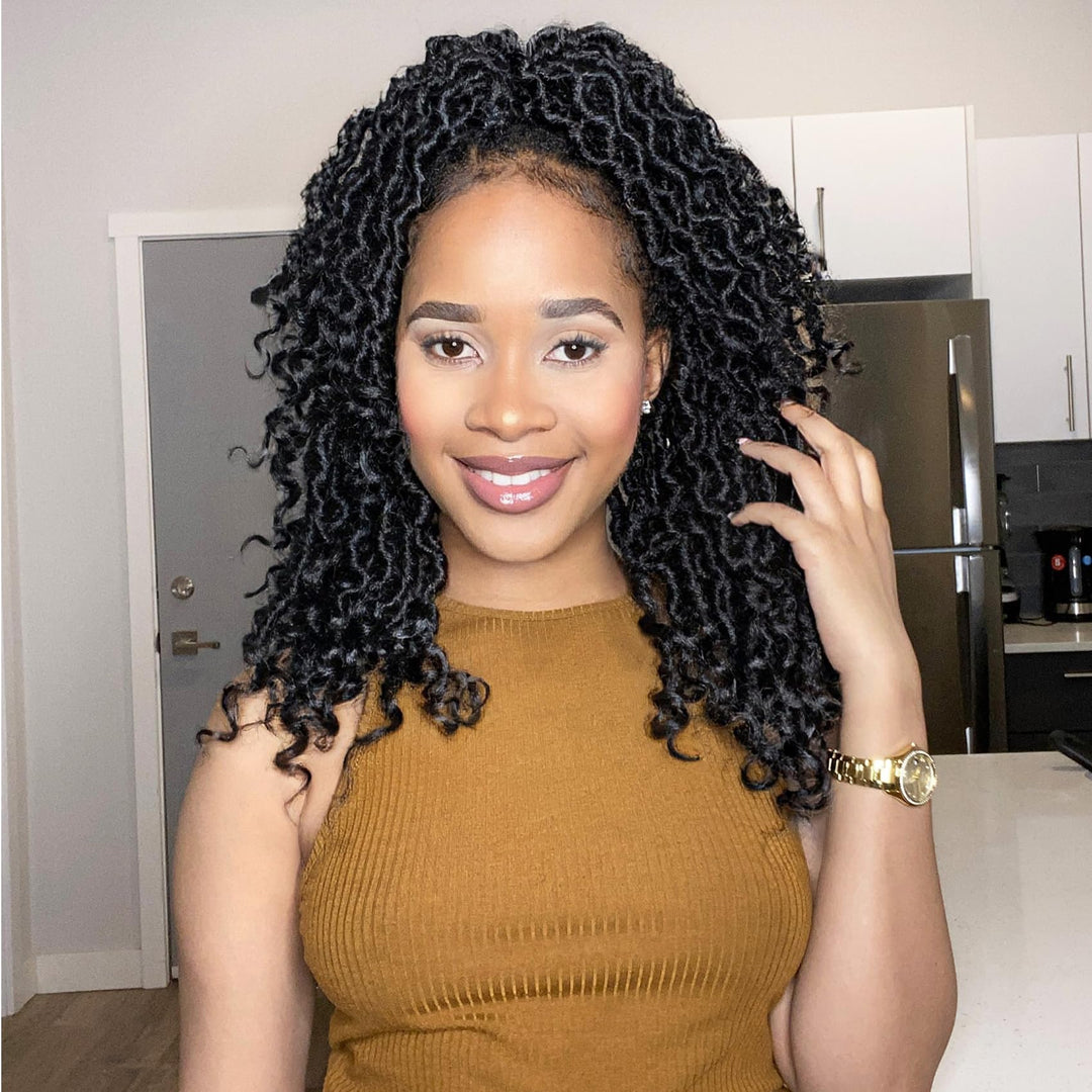 Karida Goddess Locs Crochet Hair 12 Inch, Short Faux Locs Crochet Hair 8 Packs, Crochet Goddess Locs With Curly Ends Crochet Hai