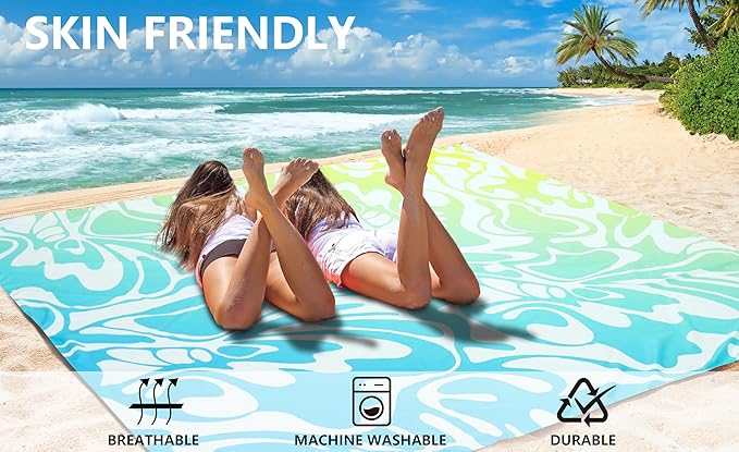 AISPARKY Beach Blanket Waterproof Sandproof, Oversized Large Beach Mat 79" X 83"/120"x108" for 1-8 Adults, Quick Drying&Compact&Lightweight, Picnic Mat Vacation Essentials for Beach Camping Travel