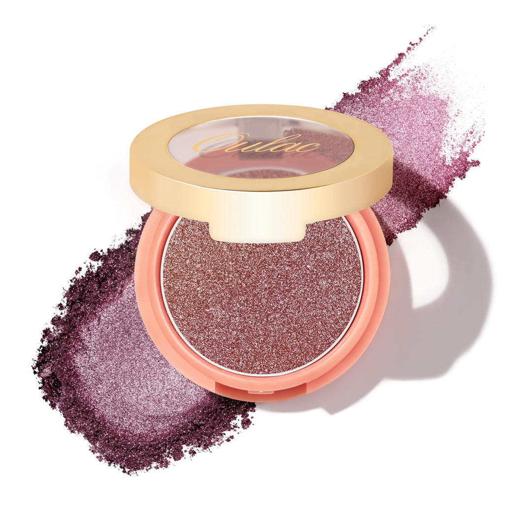 Oulac Shimmer Blush Makeup Plum| 2 in 1 Powdery Blush & Highlighter| Pigmented&Blendable | Shape & Highlight Face| Vegan & Cruelty-Free| 4.8g F02 Love Potion