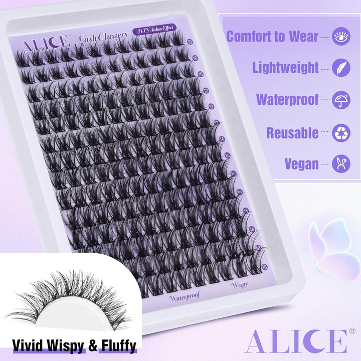 ALICE DIY Natural Lash Clusters | Wispy Anime Cat Eye | 10-16mm, 144 Pcs