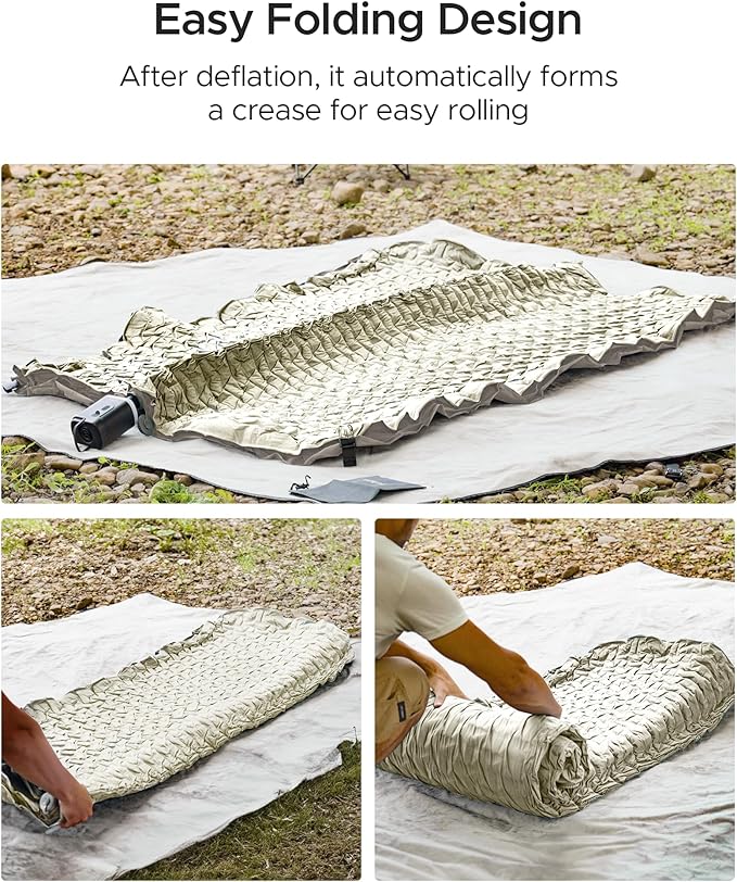 ACACIA 4.3" Thick Self Inflating Sleeping Pad with Foam | Innovative Y-Shaped Telescopic Structure | Ultraportable Camping Mattress | Outdoor Compact Air Mat for Tent Car |