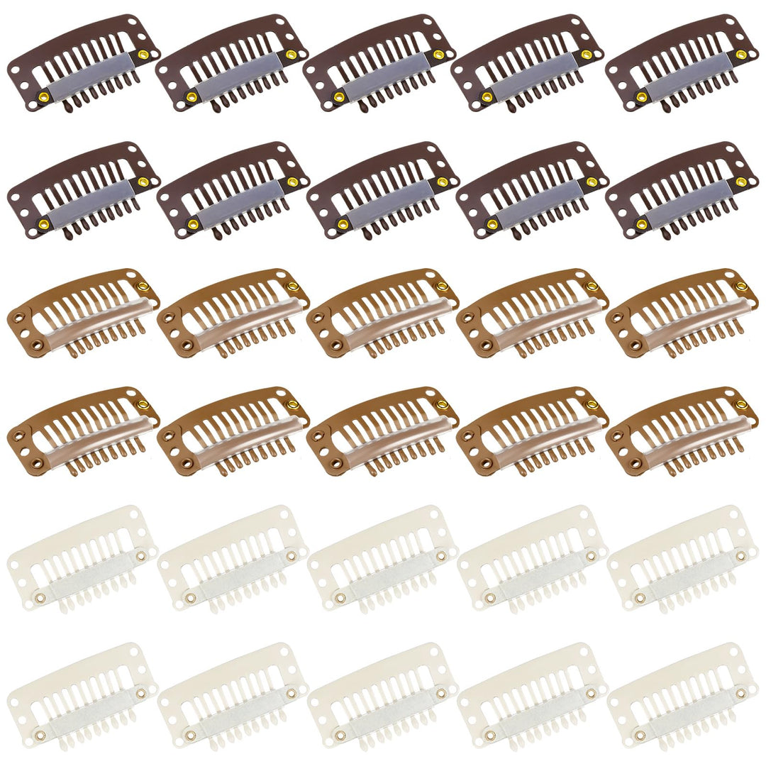 30 Pieces Hair Extension Clips With 9 Teeth (32 Mm) - Small Snap Clips And Combs For Diy Women'S Hair Extensions (Multicolor)