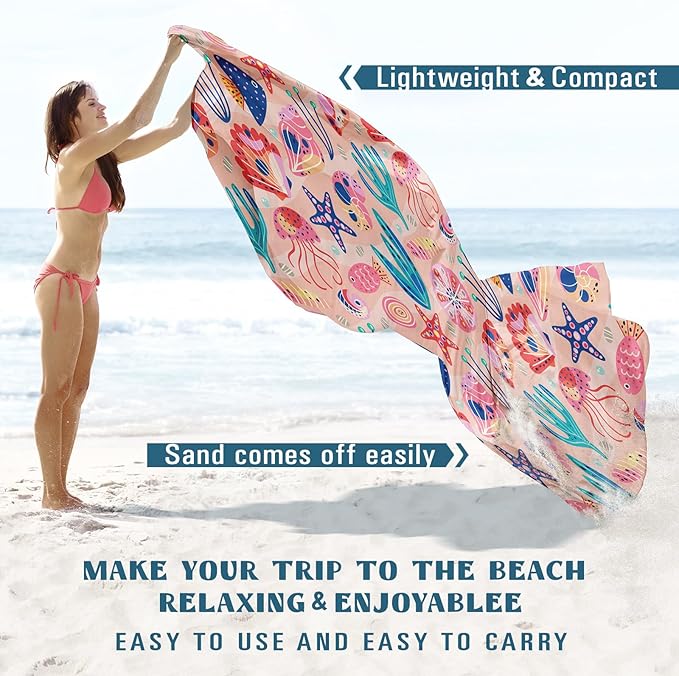 Beach Blanket Sandproof Waterproof 78''×81''1-5Adults Oversized,Compact Lightweight Durable Beach Mat for Travel Camping Hiking Picnic Blanket