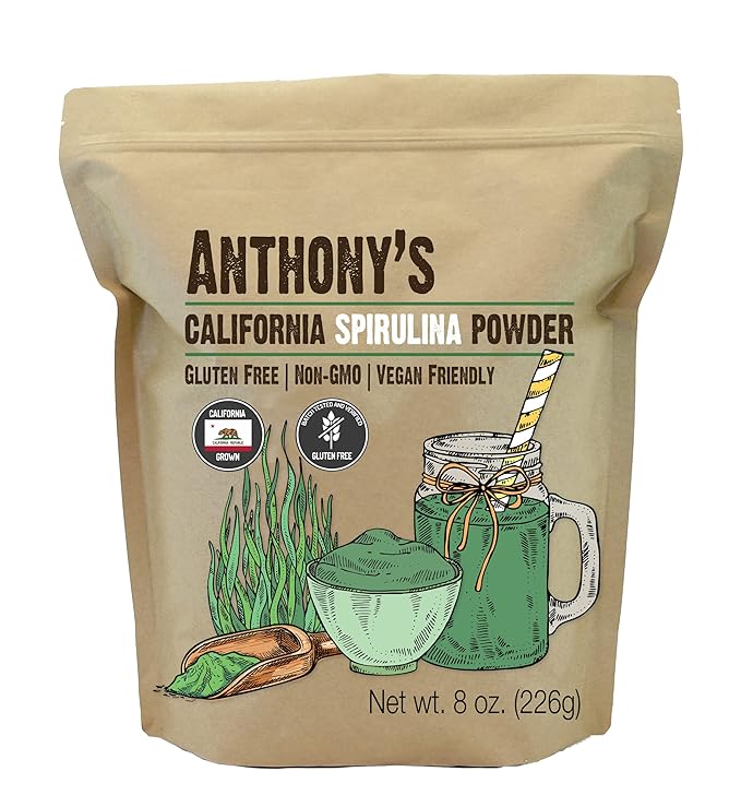 Anthony's California Spirulina Powder, 8 oz, Product of USA, Gluten Free, Non GMO