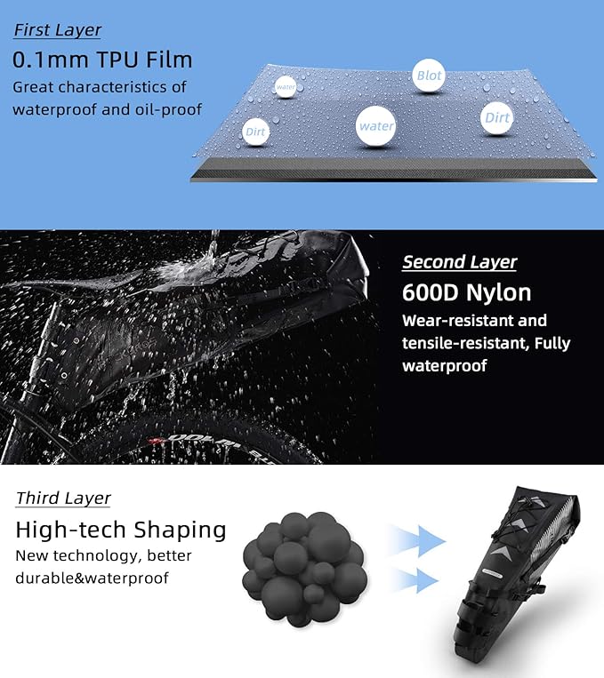 ROCKBROS Bikepacking Bag Waterproof Bike Saddle Bag Large Capacity Bikepacking Seat Bag Road Mountain Bike Seat Bag Max 10L