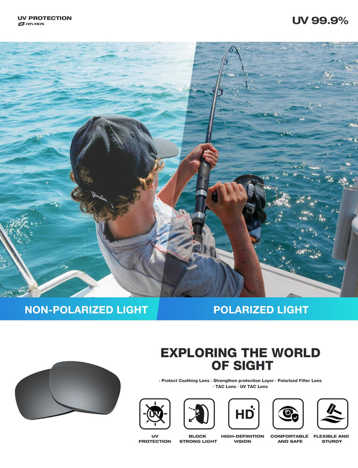 RIVBOS Polarized Sports Sunglasses Driving Sunglasses Shades for Men Women Tr90 Frame for Cycling Fishing Running RB831