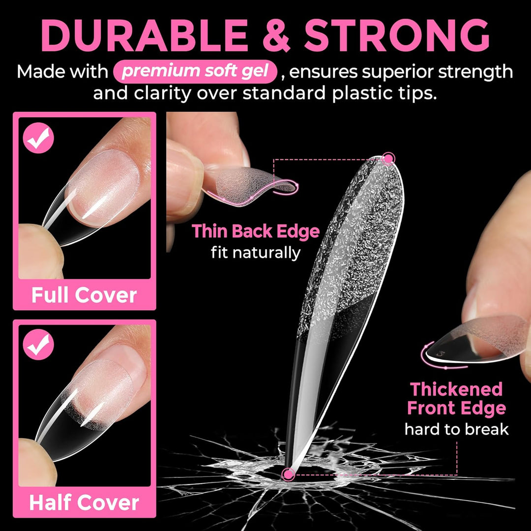 XXL Square Gel Nail Tips | 120 PCS Extra Long | No C Curve | DIY Home Use