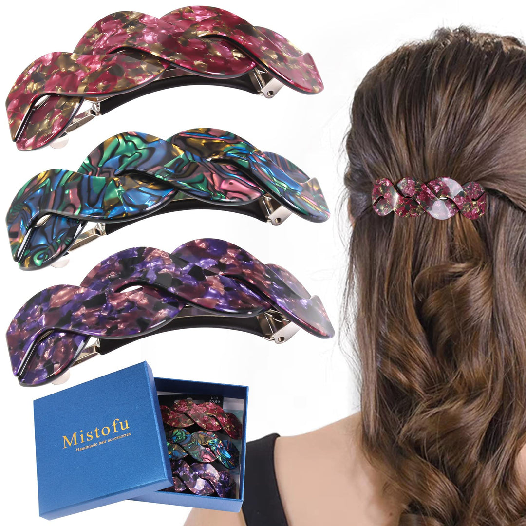 Mistofu Women'S Hair Barrettes - Elegant French Retro Accessories For Thick Hair Daily Wear (3Pcs Large)