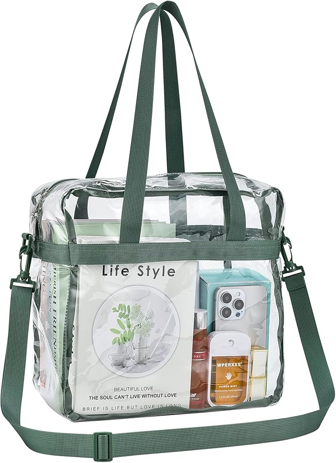 USPECLARE Clear Tote Stadium Approved, Security Travel & Gym Clear Bag for Work Sports Games Concerts