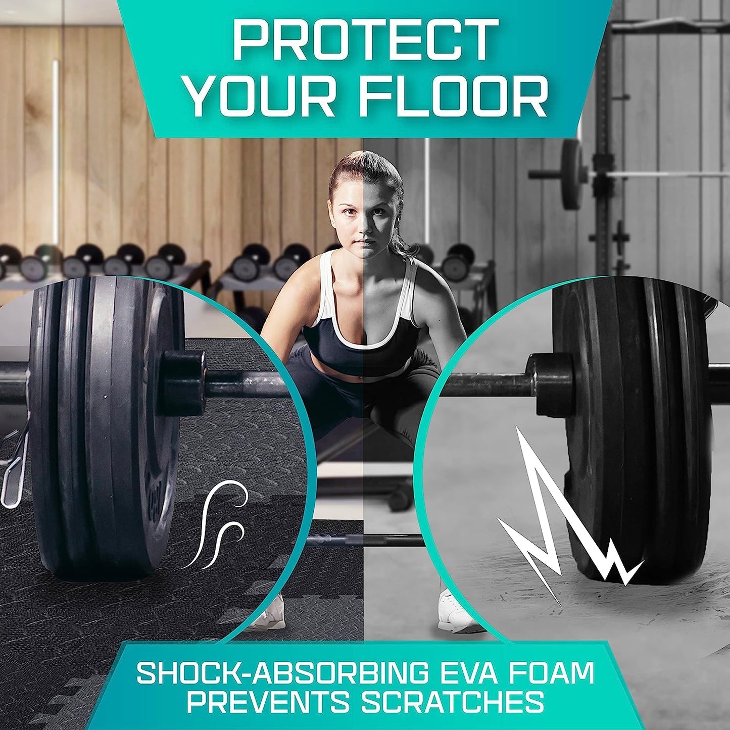 Yes4All 108 SQ. FT Puzzle/Interlocking Exercise Mat Tiles for Home Gym, Exercise EVA Foam Floor Padding with Border for Workout Equipment (Black)