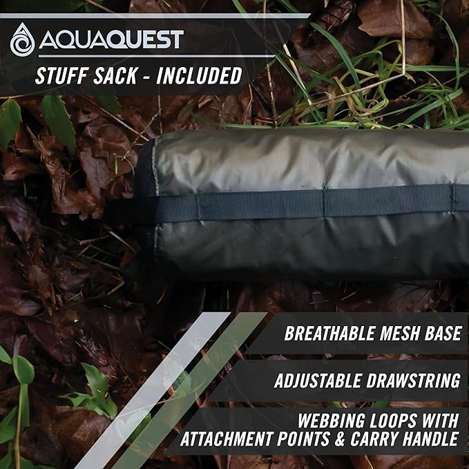 AquaQuest Guide Camping Tarp - Ultralight Tent Cover or Rain Fly - Waterproof Camping Gear Must Haves for Hiking, Hammock, Bivy & Survival, 10 x 7 ft, Olive Drab