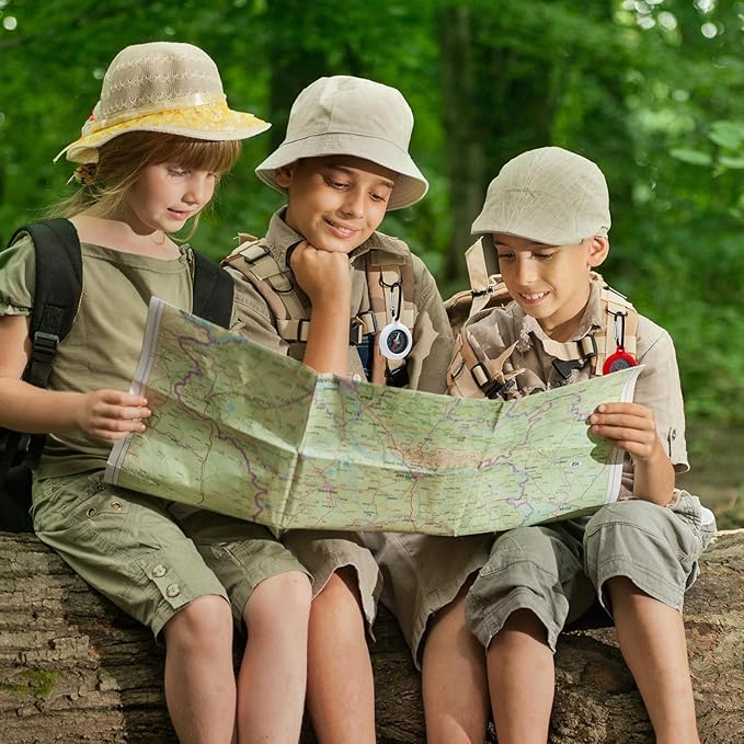 24 Pcs Small Compass Keychain Kids Bulk Mini Camping Carabiner Compass for Outdoor Hiking Military Hunting Climbing Party Backpacking Accessory