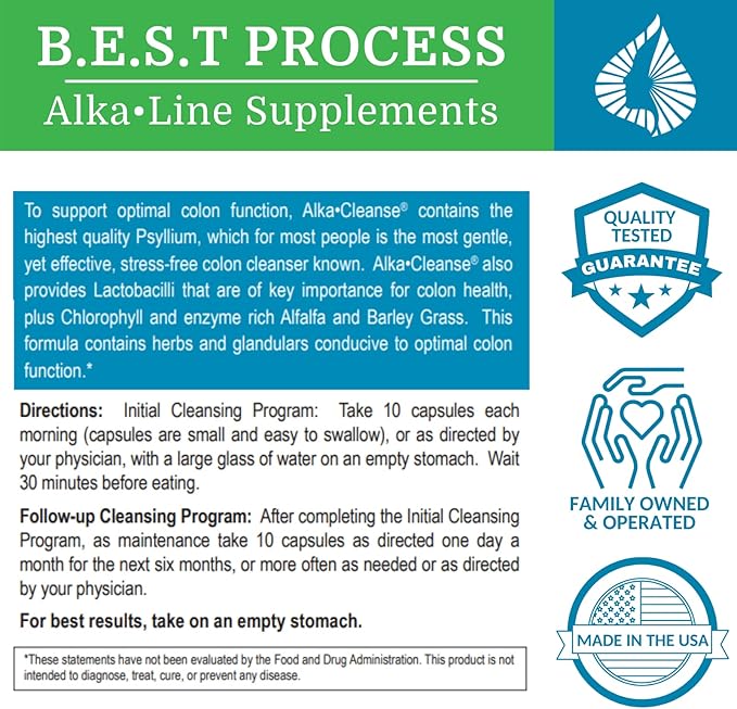 Alka•Cleanse Best Process Alkaline — Herbal Detox Colon Cleanse & Digestive Distress Formula — Psyllium Husk, Probiotics, Enzymes & Herbs (6)