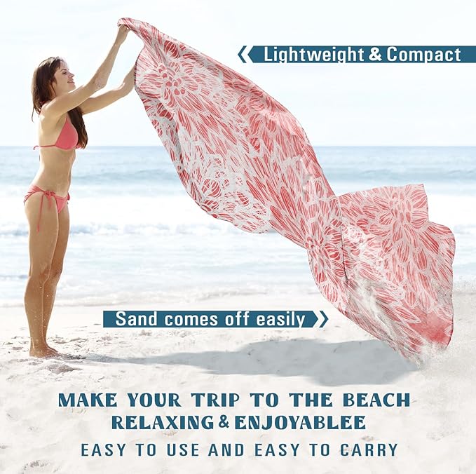 Beach Blanket Sandproof Waterproof 78''×81''1-5 Adults Oversized,Compact Lightweight Durable Beach Mat for Travel Camping Hiking Picnic Blanket
