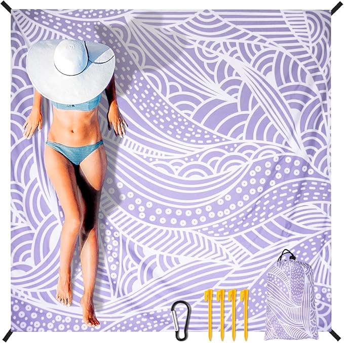 AISPARKY Beach Blanket Waterproof Sandproof Quick Drying Beach Mat Extra Large Outdoor Picnic Blanket for Travel Camping Hiking