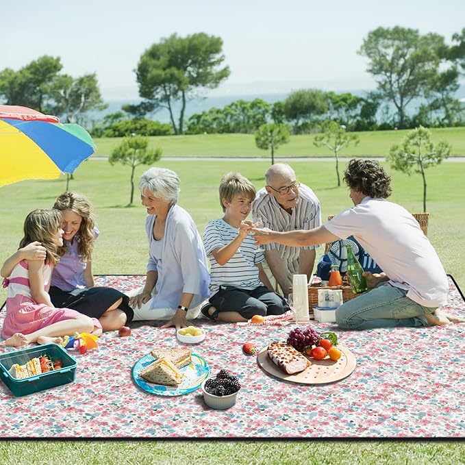 60x80'' Picnic Blankets Extra Large Waterproof Sand Repellent Packable Outdoor Beach Park Grass Stadium Meditation Mat Summer Campers Backpack Gadgets Rv Vacation Organization Gifts for Couple