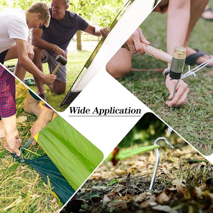 Tent Pegs, 64 Pack Aluminum Tent Stakes Pegs with Hook, 7" Hexagon Rod Lightweight Canopy Stakes Pegs for Camping, Canopy, Outdoor Decoration(7", 64 Pack)