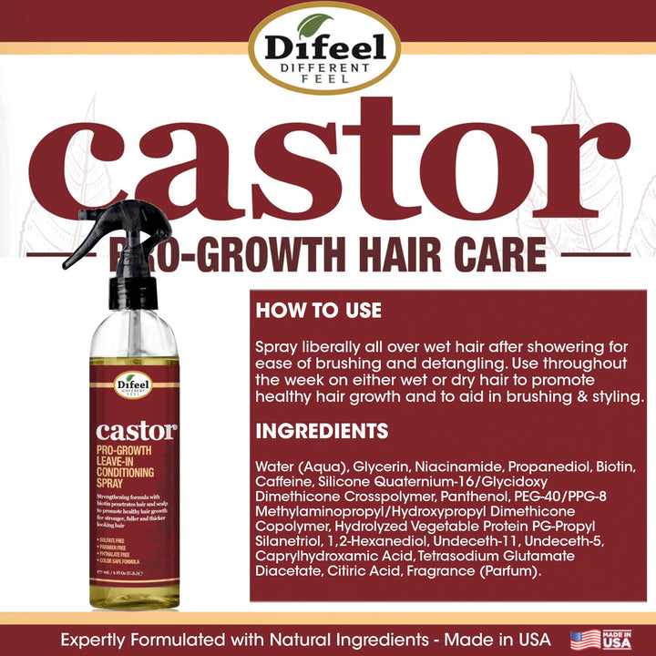 Difeel Castor Pro-Growth Conditioning Spray 6 oz.