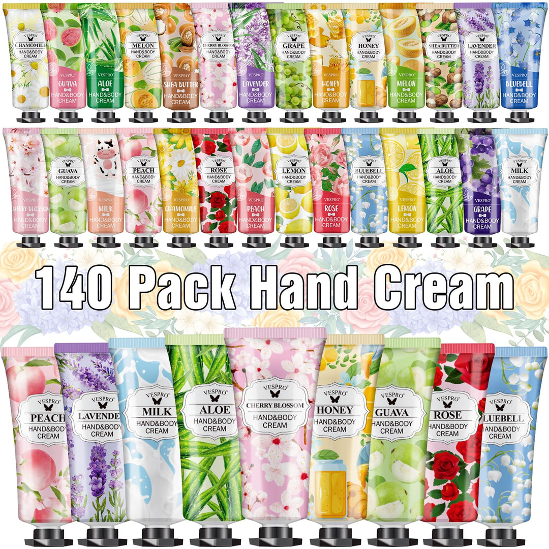 140 Pack Hand Cream Gifts Set For Women, Easter Basket Stuffers, Mothers Day Gifts, Hand Lotion Travel Size for Dry Cracked Hands, Mini Hand Cream for Nurse Week Gifts and Teacher Appreciation Gifts