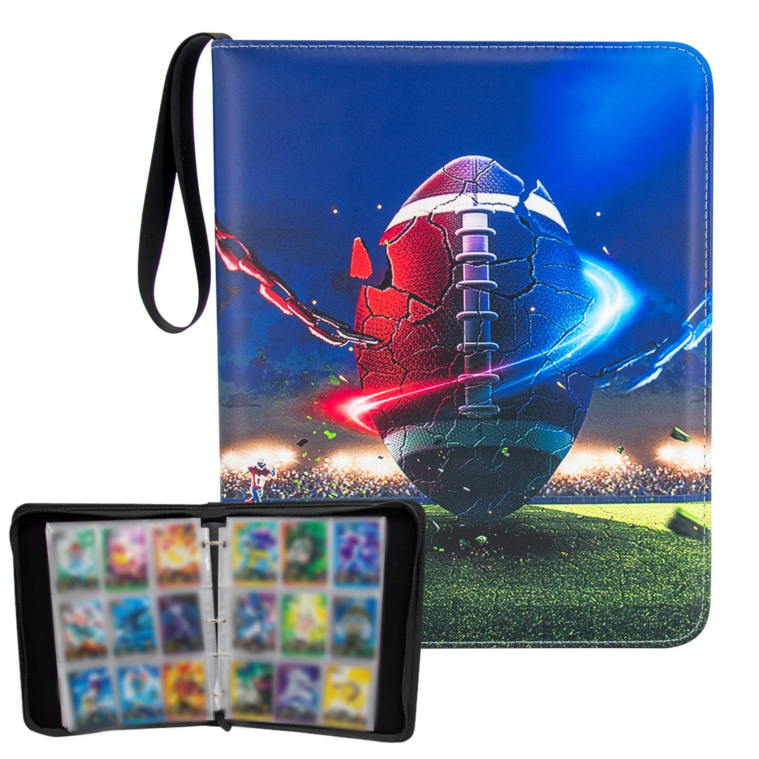 MaoKea Card Binder For Card 4-Pocket Sleeves with 440 Cards Holder,Game Collection Binder Card Holder Of Fit for TCGcard album,game card Yugioh Trading Sports Cards (9 Pocket Rugby 3)