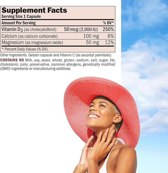 ANDREW LESSMAN Vitamin D3 2000 IU 360 Capsules - High Potency, Essential for Calcium Absorption, Supports Bone Health, Healthy Muscle Function, Immune System, More. Small Easy to Swallow Capsules