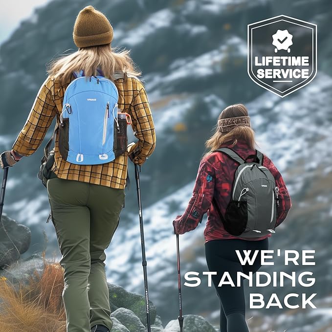 15L Water-resistant Hiking Daypack, Small Backpack Travel Outdoor, Lightweight Day Pack with Tool Loops