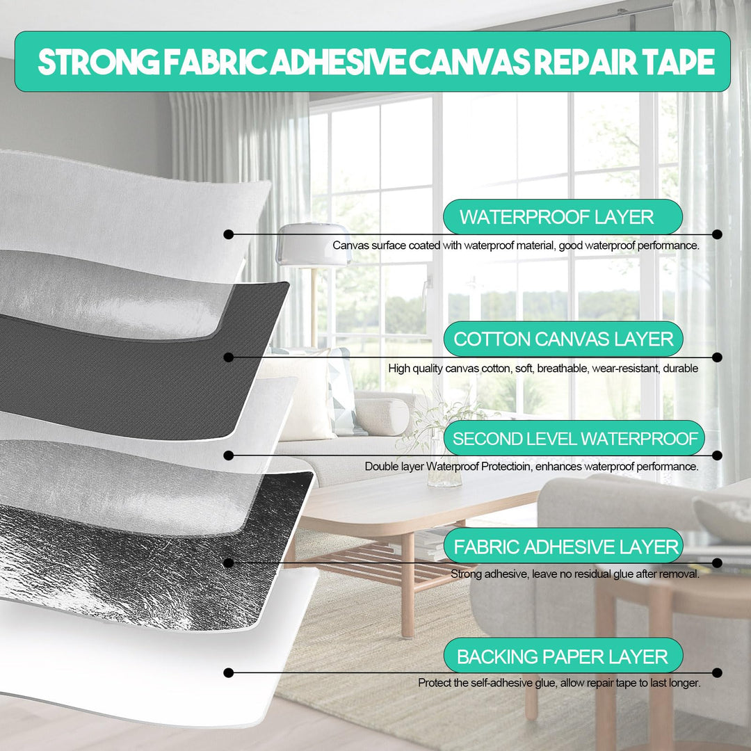 Autrends Canvas Repair Tape,Fabric Repair Patch,4×70 Inches,Outdoor Gear Patch, Waterproof,Self-Adhesive for Repairing Boat Covers,Tents,Sofas,Patio Umbrellas,Lounge Chairs,Awnings Light Brown