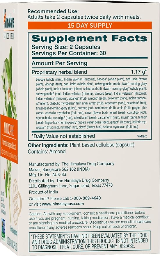Himalaya MindCare, Nootropic Brain Supplement Booster for Mental Sharpness, Focus, Memory & Cognitive Wellness, 1170 mg, 60 Capsules