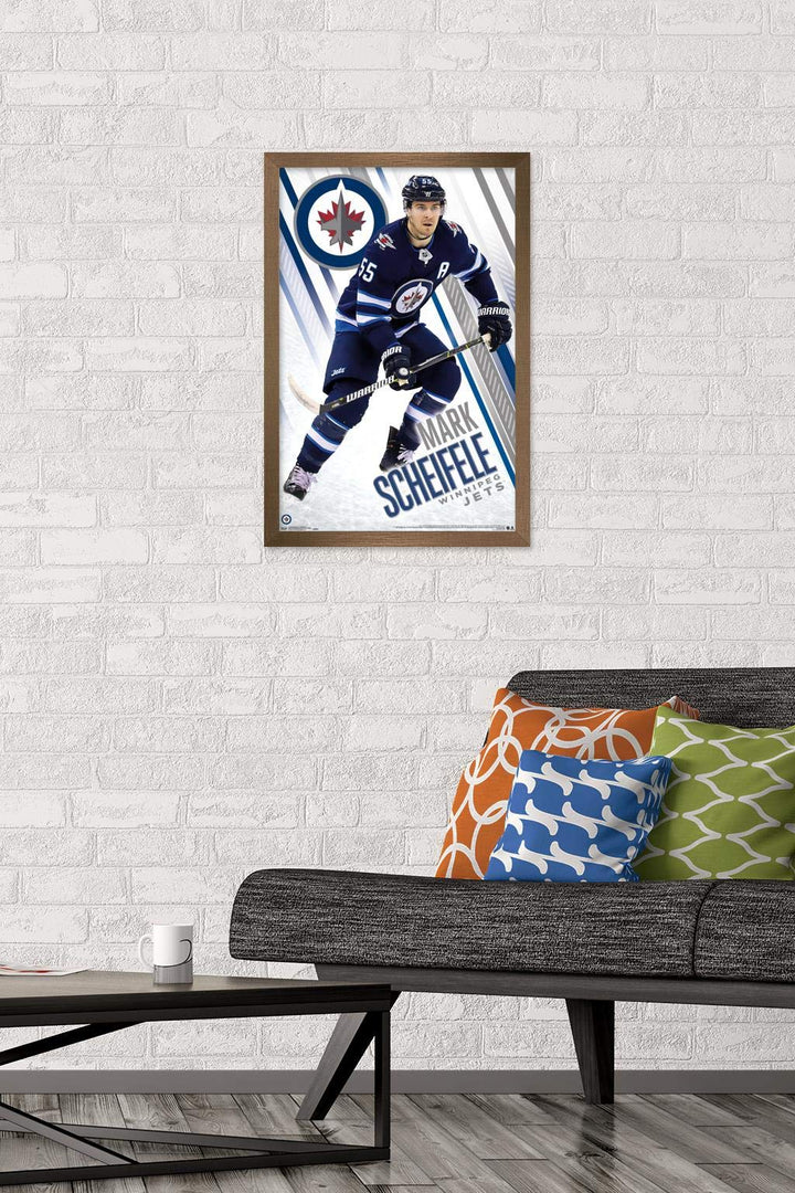 Trends International NHL Winnipeg Jets - Mark Scheifele 18 Wall Poster, 14.725" x 22.375", Bronze Framed Version