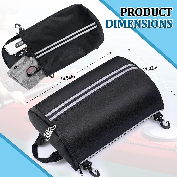 Abbylike Paddleboard Storage bag 15.4 x 11.4 Inch Black Waterproof Deck Bag Oxford Cloth Deck Cooler Pouch with Reflective Strip Swivel Hook Zipper Paddle Board Accessories for Summer Kayak Surfboard