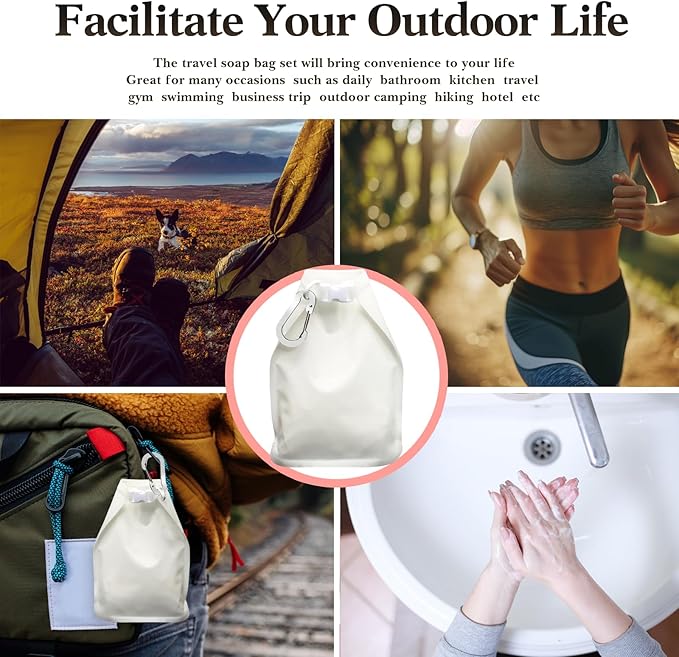 6 Pcs Travel Soap Bag, Waterproof Leakproof Quick Dry Bar Soap Travel Container, Soap Saver Pouch for Camping, Hiking, Hotel Essentials, Portable Soap Holder Travel Case, Soap Travel Bag