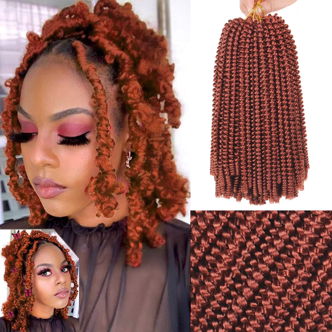 Xtrend 12 Inch Copper Red Spring Twist Hair For Butterfly Faux Locks Short Crochet Braids Hair Synthetic Fluffy Hair Extension F