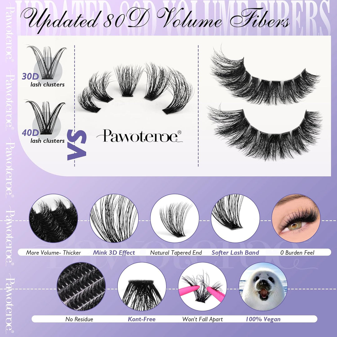 40D Cluster Eyelash Extensions | 280pcs Mix Length 9-16mm | Self-Application
