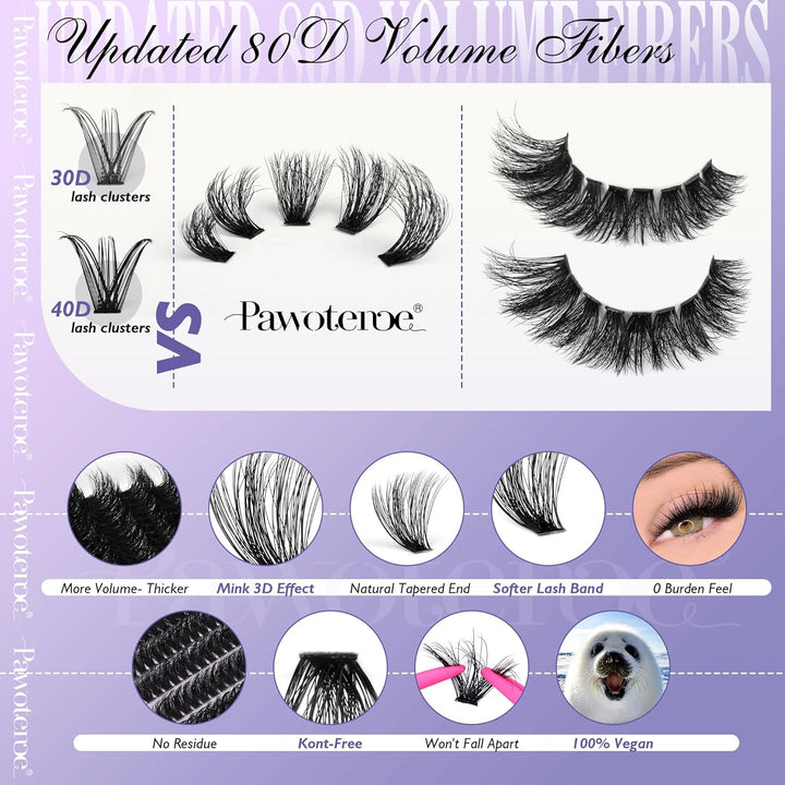 40D Cluster Eyelash Extensions | 280pcs Mix Length 9-16mm | Self-Application