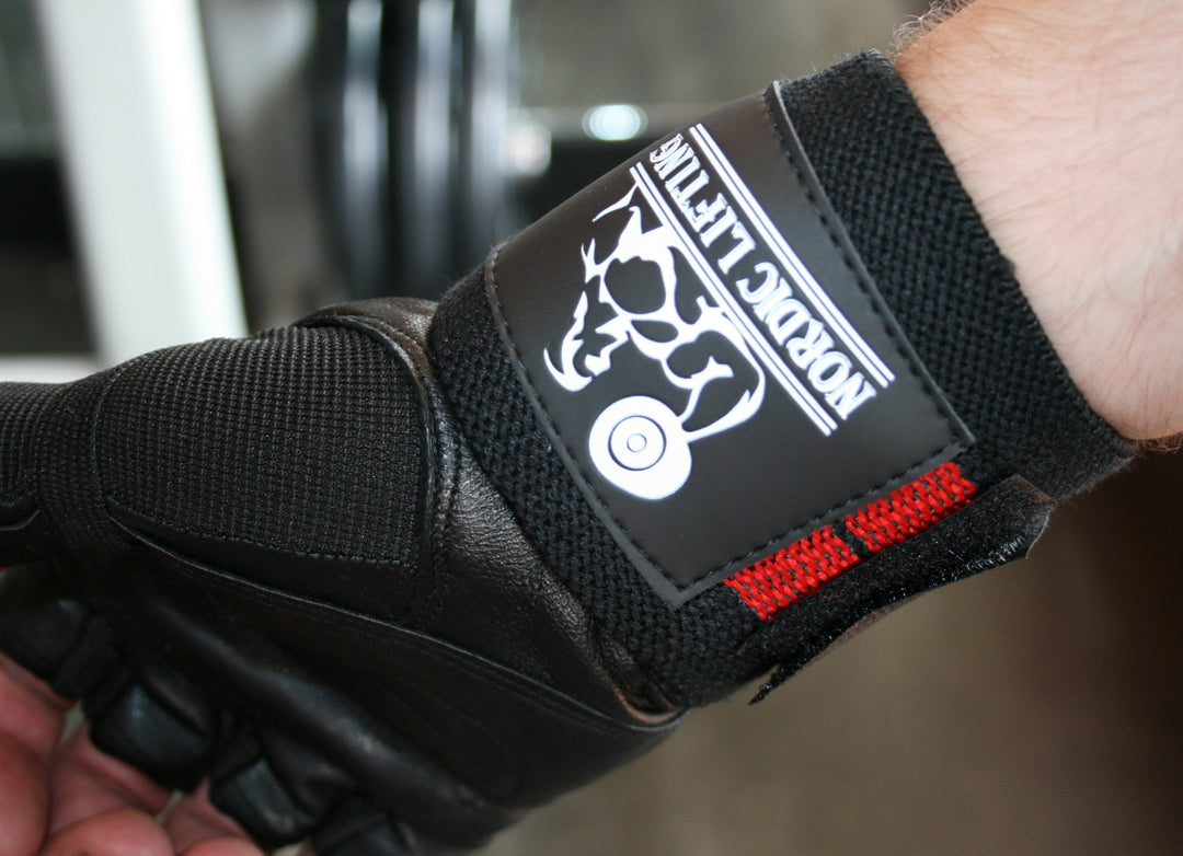 Nordic Lifting Wrist Wraps (1 Pair/2 Wraps) 14" for Weightlifting | Cross Training | Powerlifting - For Women & Men - Hand Strength & Support During Weight Lifting (Red) - 1 Year Warranty