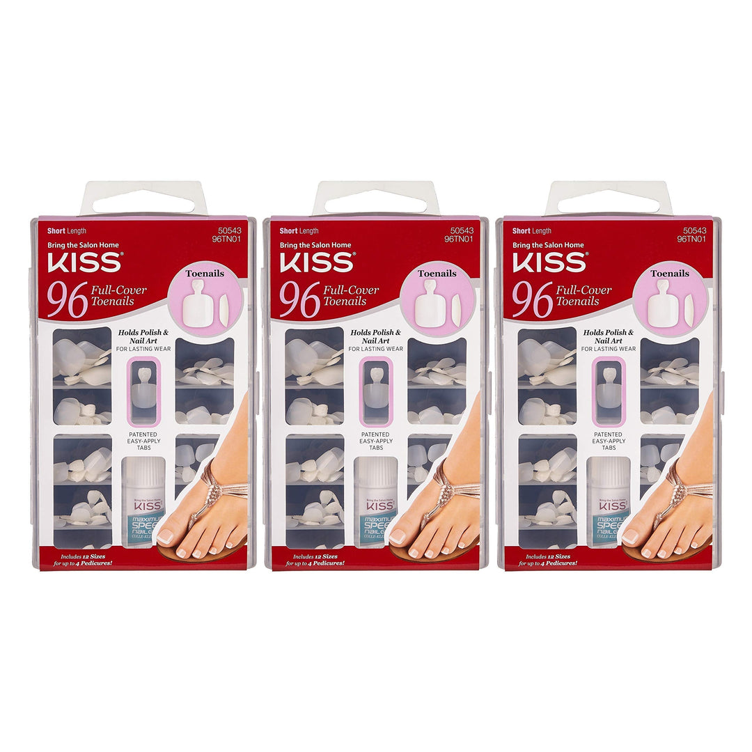 Kiss 100 Acrylic Plain Nails (3 Pack, Toenails)