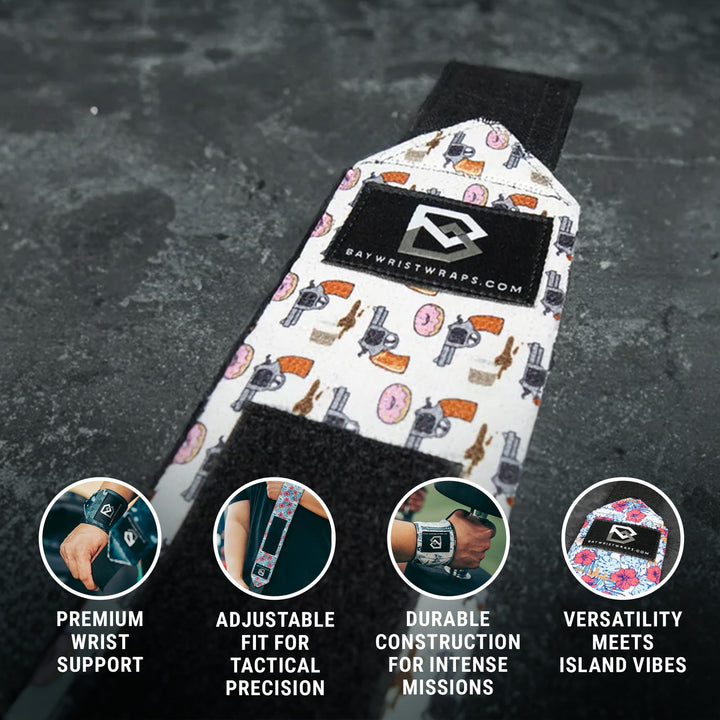 Bay Wrist Wraps Weightlifting Workout Wrist Brace - Adjustable, One Size Fits All - Comfort Wrist Wraps for Weightlifting with Thumb Loop, Lifting Wrist Straps in Arctic Camo - 18-inch Wrist Wrap